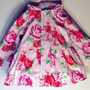 Little Me Floral Rose Raincoat 12 Month Zip Snap Hooded‎